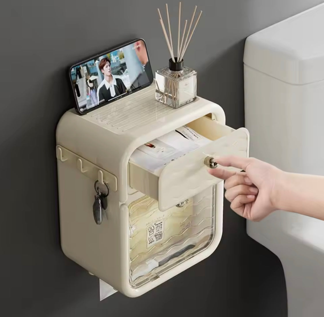 Wall Mounted Paper Napkin Dispenser, Bathroom Rack, Double Layer Plastic Sturdy Kitchen Drawer Box, Reusable Toilet Paper Storage Box Wall Mounted Paper Napkin Dispenser, Bathroom Rack, Double Layer Plastic Sturdy Kitchen Drawer Box, Reusable Toilet Paper Storage Box
